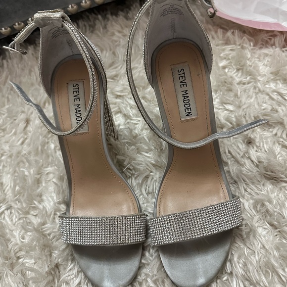 Steve Madden Silver Rhinestone Crystal Heels